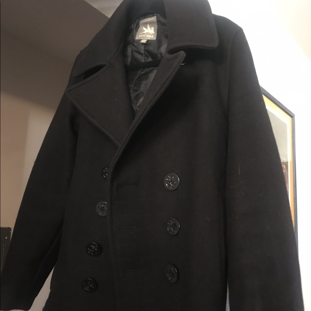 Women’s black pea coat. Excellent condition. WOOL.
